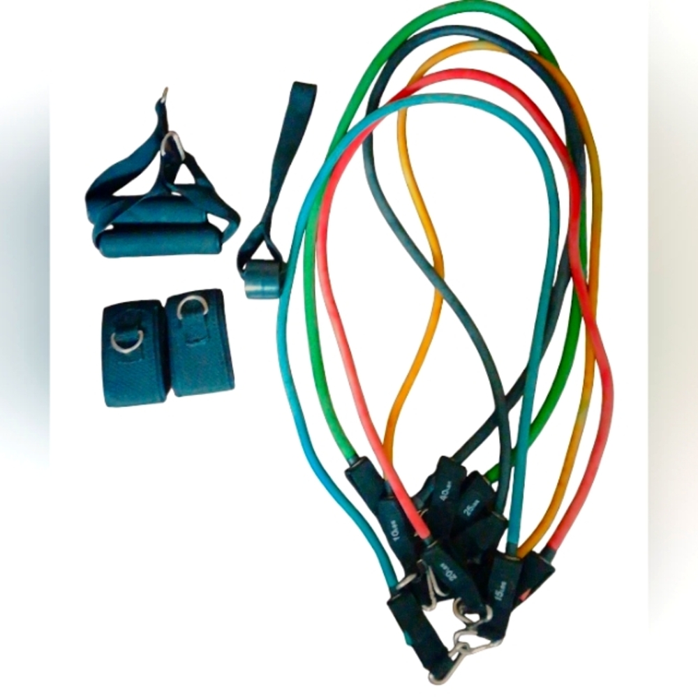 Resistance Bands Set 5 Stackable Exercise Bands Handles Door Anchor Ankle Straps